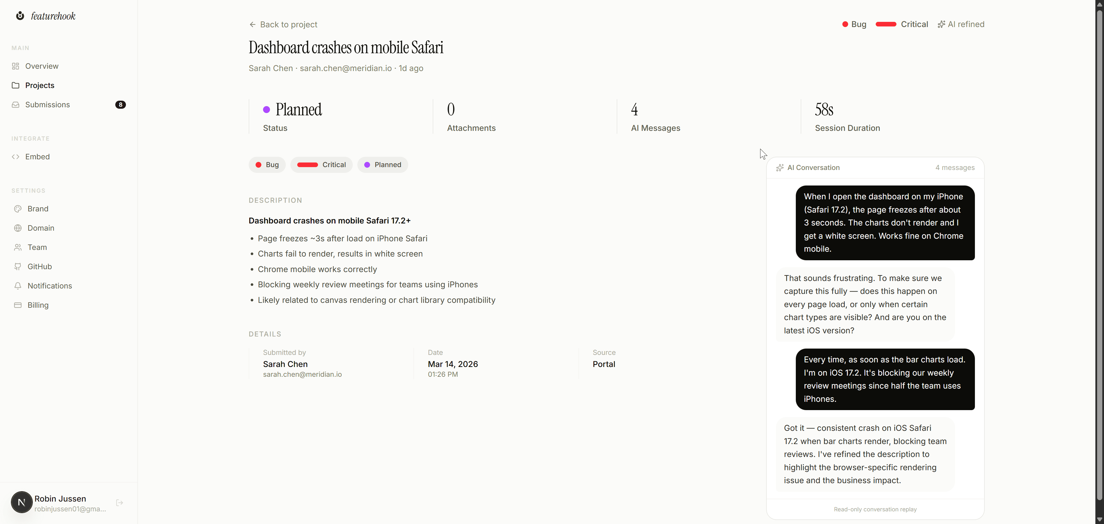 AI-powered feedback refinement turning vague client requests into actionable specs